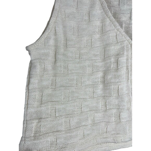 Madewell Top Womens Small Ivory Basketweave-Stitch Vest Textured Knit Cropped - Picture 6 of 12